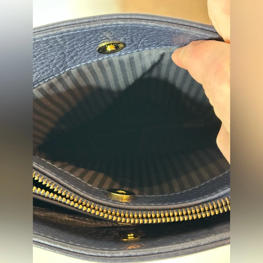 Coach Sonoma Pocket Zip Navy Blue Pebbled Leather Adjustable Crossbody Bag Vtg - Picture 2 of 16